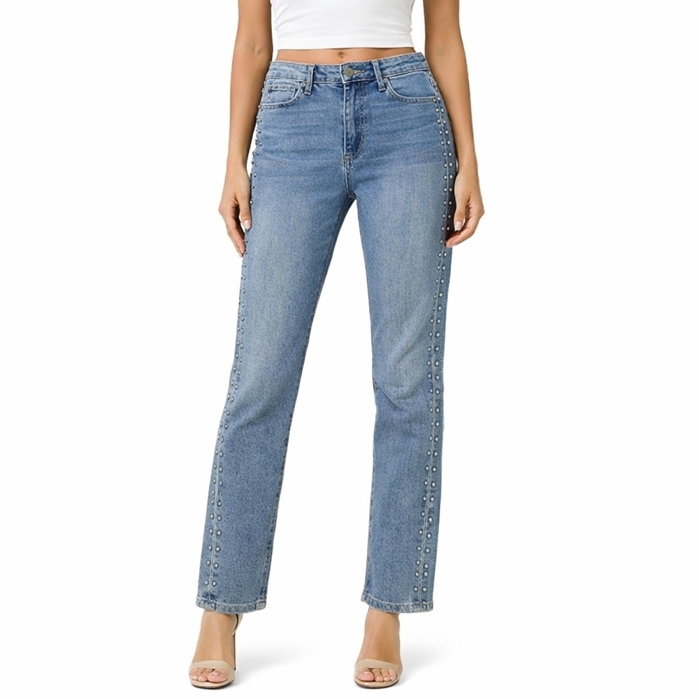 Joe’s Jeans “The Charlie” high rise studded skinny crop Jeans 25 x 28 med blue